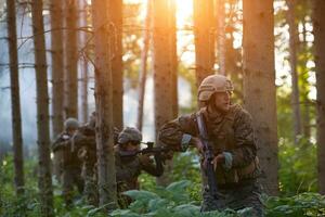 Modern warfare Soldiers  Squad  in battle photo