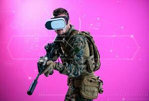 soldier using  virtual reality headset photo