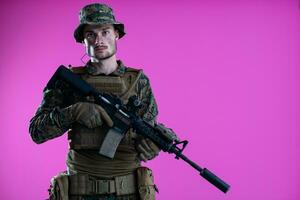 modern warfare soldier pink backgorund photo