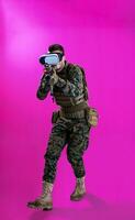 soldier in battle using virtual reality glasses photo