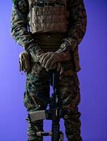 modern warfare soldier purple backgorund photo