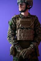 modern warfare soldier purple backgorund photo