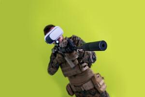 soldier virtual reality green background photo