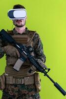 soldier virtual reality green background photo
