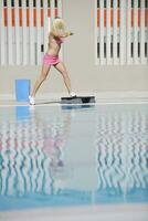 fitness exercise at poolside photo