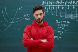 the student does the task on the board photo