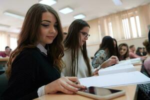 Students Gruop In Amphitheather photo