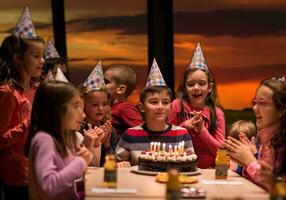 young boy having birthday party photo