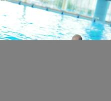 children group  at swimming pool photo