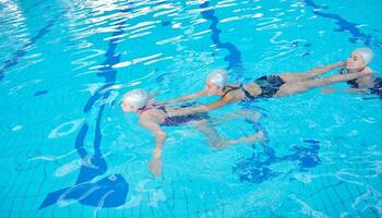 help and rescue on swimming pool photo