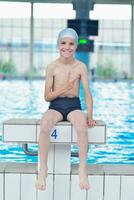 child portrait on swimming pool photo