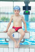 child portrait on swimming pool photo