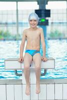 child portrait on swimming pool photo