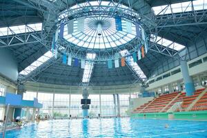 children group  at swimming pool photo