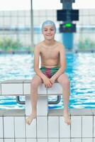 child portrait on swimming pool photo