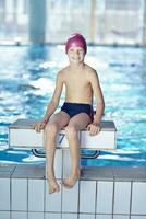 happy child on swimming pool photo