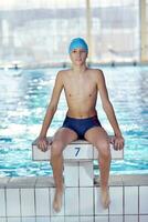 happy child on swimming pool photo