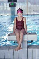 happy child on swimming pool photo