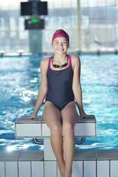 happy child on swimming pool photo