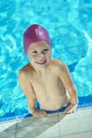happy child on swimming pool photo