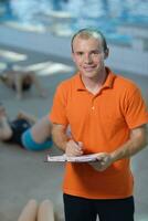 happy childrens at swimming pool photo