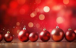 Red Christmas blurred background with red balls. Simple holiday Marry Christmas background photo