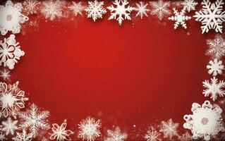 Red Christmas background. Merry Christmas snowflake background with space for your wishes. Modern holiday illustration photo