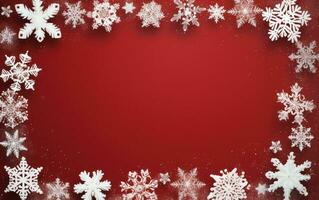 Red Christmas background. Merry Christmas snowflake background with space for your wishes. Modern holiday illustration photo