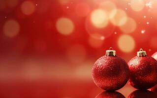 Red Christmas blurred background with red balls. Simple holiday Marry Christmas background photo