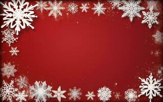 Red Christmas background. Merry Christmas snowflake background with space for your wishes. Modern holiday illustration photo