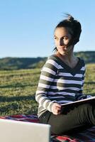 teen girl study outdoor photo