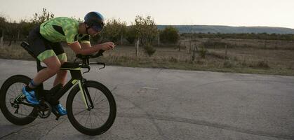 triathlon athlete riding a  bike photo