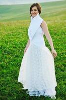 beautiful bride outdoor after wedding ceremny photo