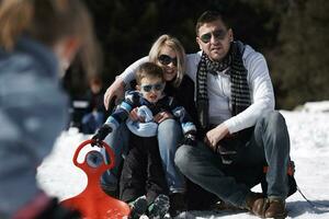 family portrait at beautiful winter day photo