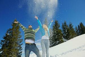 Young Couple In Winter  Snow Scene photo