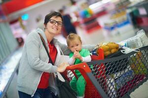 mother with baby in shopping photo