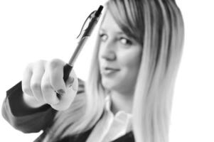 young business woman with pen photo