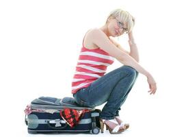 woman with travel bag photo