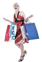 happy young adult women  shopping with colored bags photo