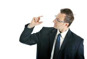 young businessman with empty white card photo