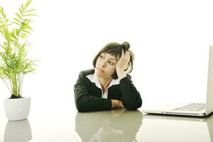 business woman working on laptop photo