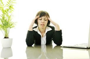 business woman working on laptop photo