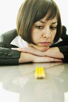 bosiness woman choosing perfect pencil photo