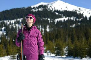 winter woman ski photo