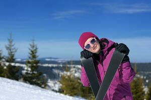 winter woman ski photo