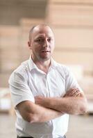 designer in his furniture manufacturing workshop photo