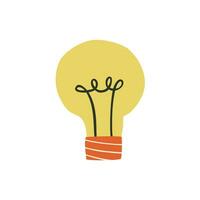 Light bulb in flat style. Hand drawn vector illustration.