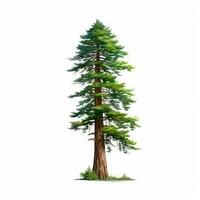 Realistic green sequoia tallest tree in the world on a white background, USA symbol - AI generated image photo