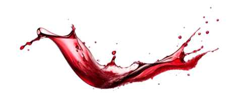 Red wine splash isolated on transparent background. AI Generative png
