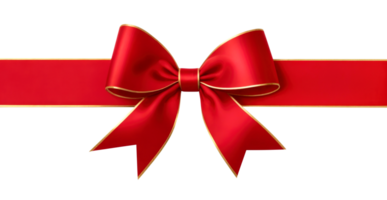 Red ribbon and bow isolated on transparent background. AI Generative png
